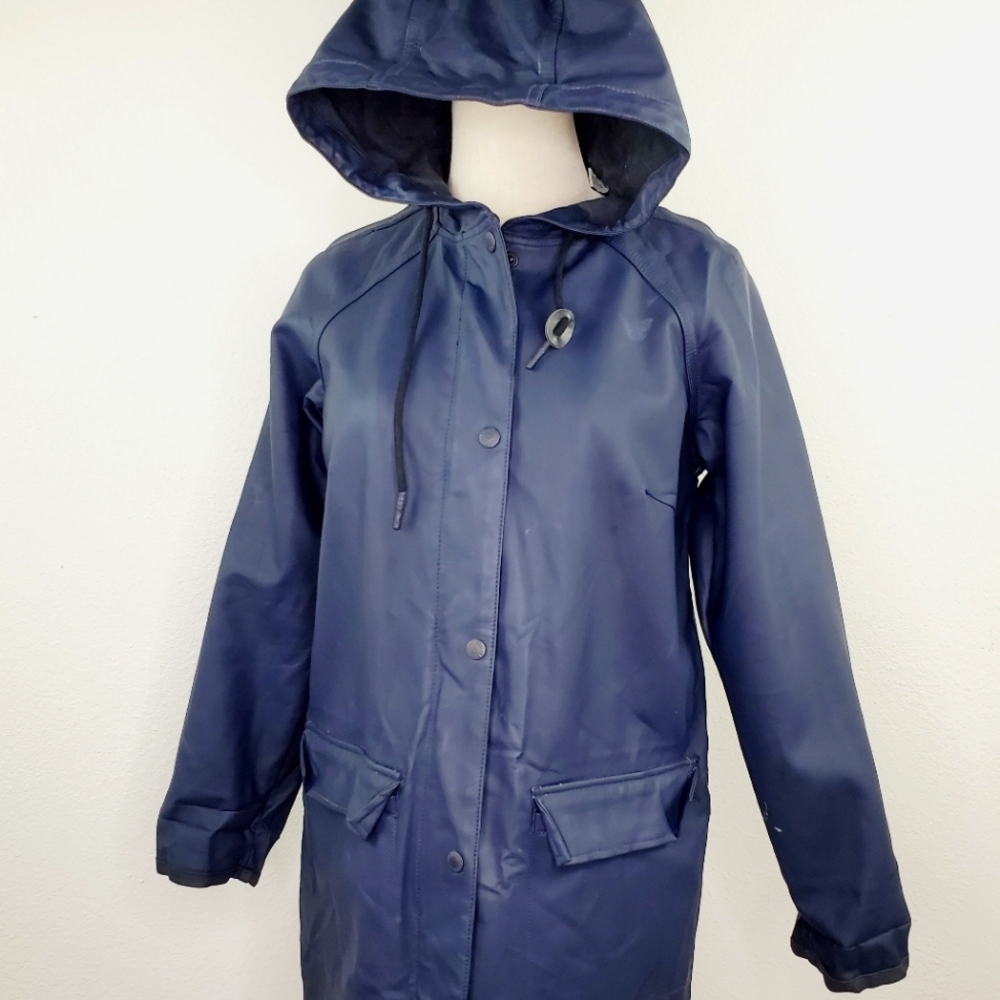 Levi's Fishtail Waterproof Button Up Rain Coat Jacket Blue Women’s Zip Parka XS